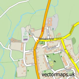 Street map sample of Broadclyst, Devon
