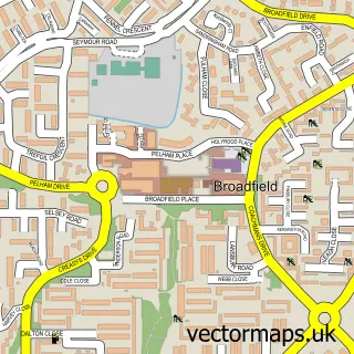 Street map sample of Broadfield, West Sussex