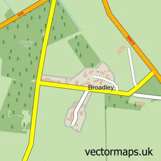 Street map sample of Broadley, Banffshire