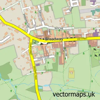 Street map sample of Broadway, Worcestershire