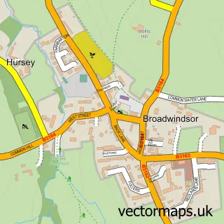 Street map sample of Broadwindsor, Dorset