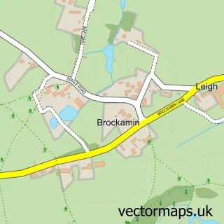 Street map sample of Brockamin, Worcestershire