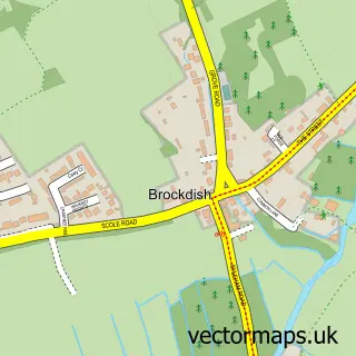 Street map sample of Brockdish, Norfolk
