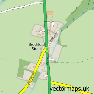 Street map sample of Brockford Street, Suffolk