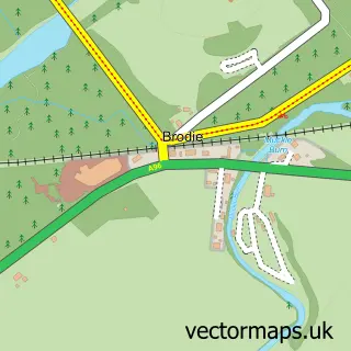 Street map sample of Brodie, Moray