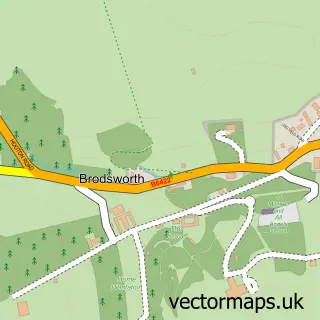 Street map sample of Brodsworth, South Yorkshire