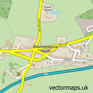 Street map sample of Bromesberrow Heath, Gloucestershire