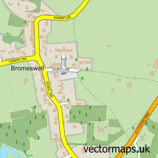 Street map sample of Bromeswell, Suffolk