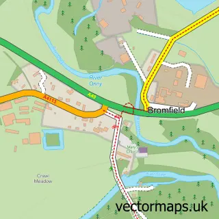 Street map sample of Bromfield, Shropshire
