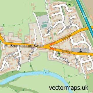 Street map sample of Brompton-on-Swale, North Yorkshire