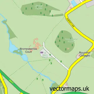 Street map sample of Bromsberrow, Gloucestershire