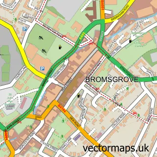 Street map sample of Bromsgrove, Worcestershire