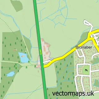 Street map sample of Bronaber, Gwynedd