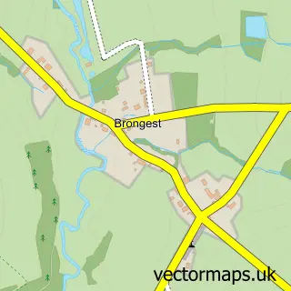 Street map sample of Brongest, Dyfed