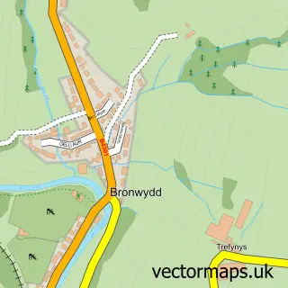 Street map sample of Bronwydd, Dyfed