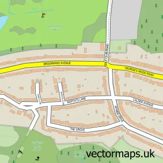 Street map sample of Brookmans Park, Hertfordshire