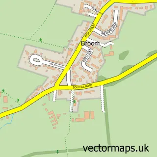 Street map sample of Broom, Bedfordshire