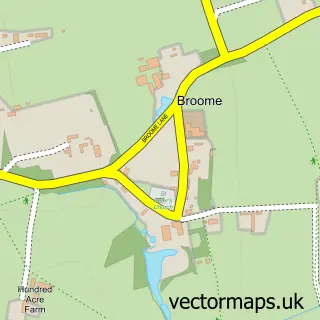 Street map sample of Broome, Worcestershire