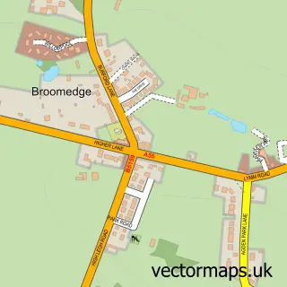 Street map sample of Broomedge, Cheshire