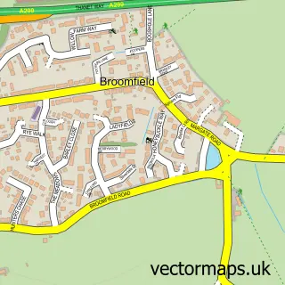 Street map sample of Broomfield, Kent