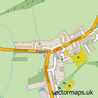 Street map sample of Broomhill, Northumberland