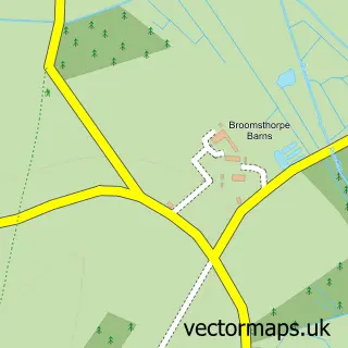 Street map sample of Broomsthorpe, Norfolk