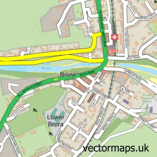 Street map sample of Brora, Sutherland