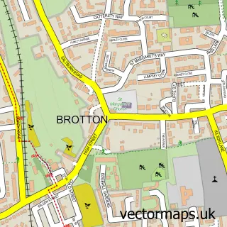 Street map sample of Brotton, North Yorkshire