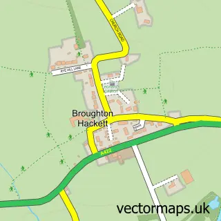 Street map sample of Broughton Hackett, Worcestershire