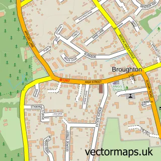 Street map sample of Broughton, Lincolnshire