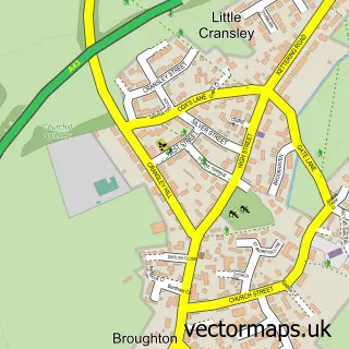 Street map sample of Broughton, Northamptonshire