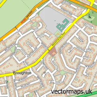 Street map sample of Broughton, Clwyd