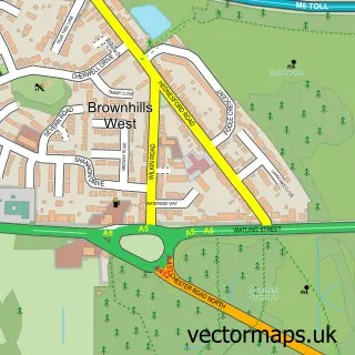 Street map sample of Brownhills West, West Midlands