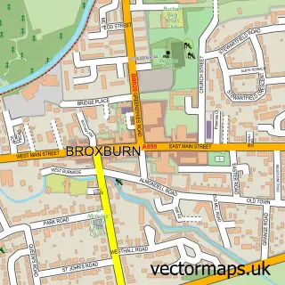 Street map sample of Broxburn, West Lothian