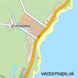 Street map sample of Bruichladdich, Argyll and Bute