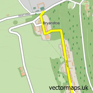 Street map sample of Bryanston, Dorset