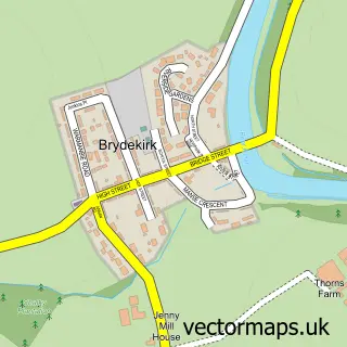 Street map sample of Brydekirk, Dumfries
