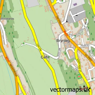 Street map sample of Bryn Cefn, Clwyd