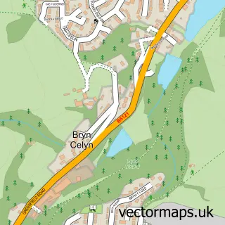 Street map sample of Bryn Celyn, Clwyd