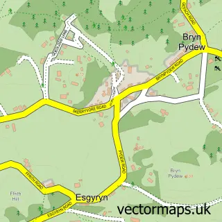 Street map sample of Bryn Pydew, Clwyd