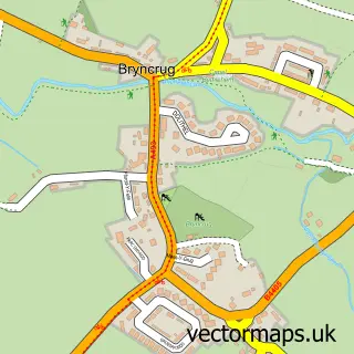 Street map sample of Bryncrug, Gwynedd