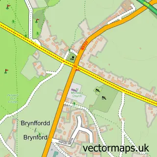 Street map sample of Brynford, Clwyd