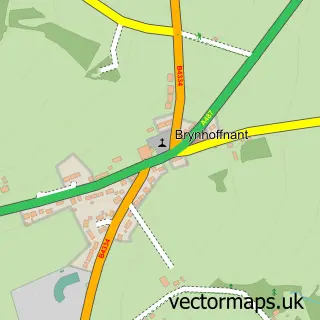 Street map sample of Brynhoffnant, Dyfed