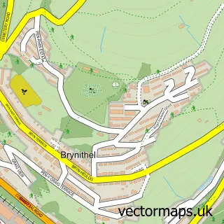 Street map sample of Brynithel, Gwent