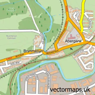 Street map sample of Brynmenyn, Mid Glamorgan