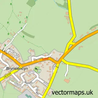 Street map sample of Brynsiencyn, Gwynedd