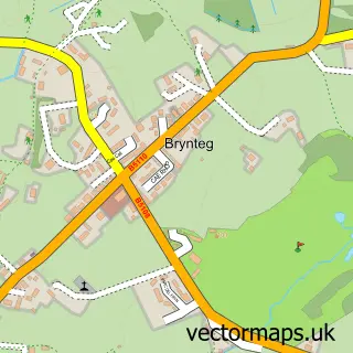 Street map sample of Brynteg, Gwynedd