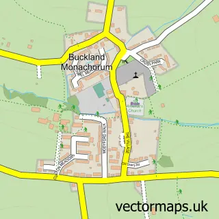 Street map sample of Buckland Monachorum, Devon