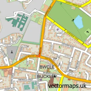 Street map sample of Buckley, Clwyd