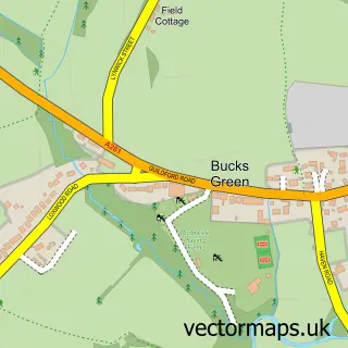 Street map sample of Bucks Green, West Sussex